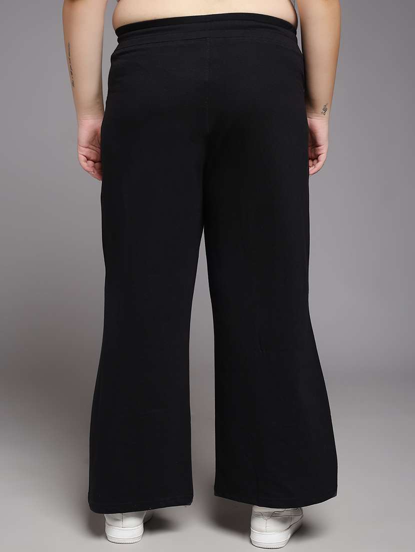 women plus size solid mid rise track pant - 22060097 -  Standard Image - 3