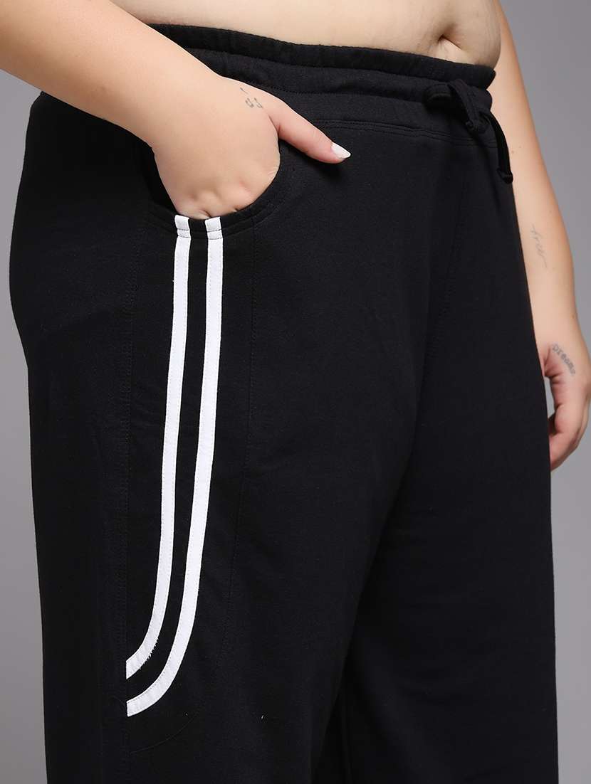 women plus size solid mid rise track pant - 22060097 -  Standard Image - 5