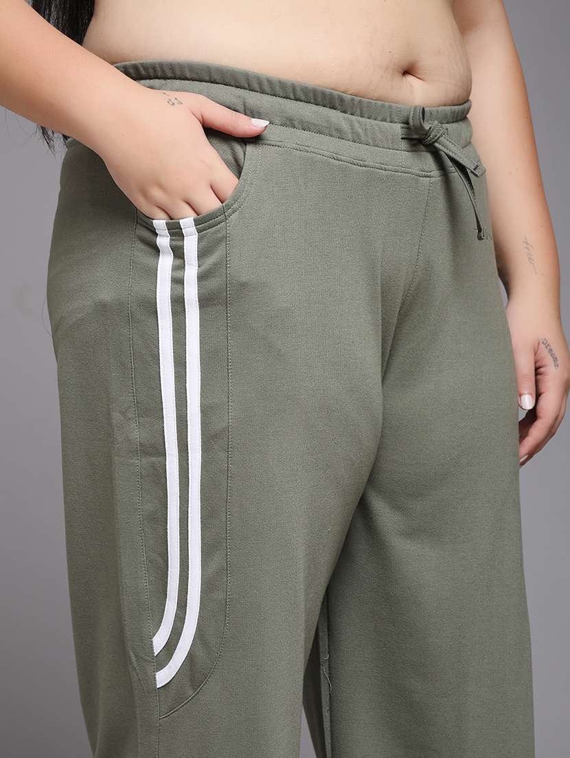women plus size solid mid rise track pant - 22060098 -  Standard Image - 5