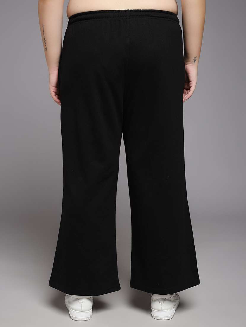 women plus size solid mid rise track pant - 22060099 -  Standard Image - 3