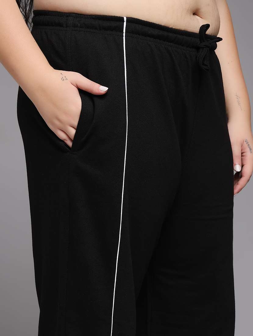 women plus size solid mid rise track pant - 22060099 -  Standard Image - 5