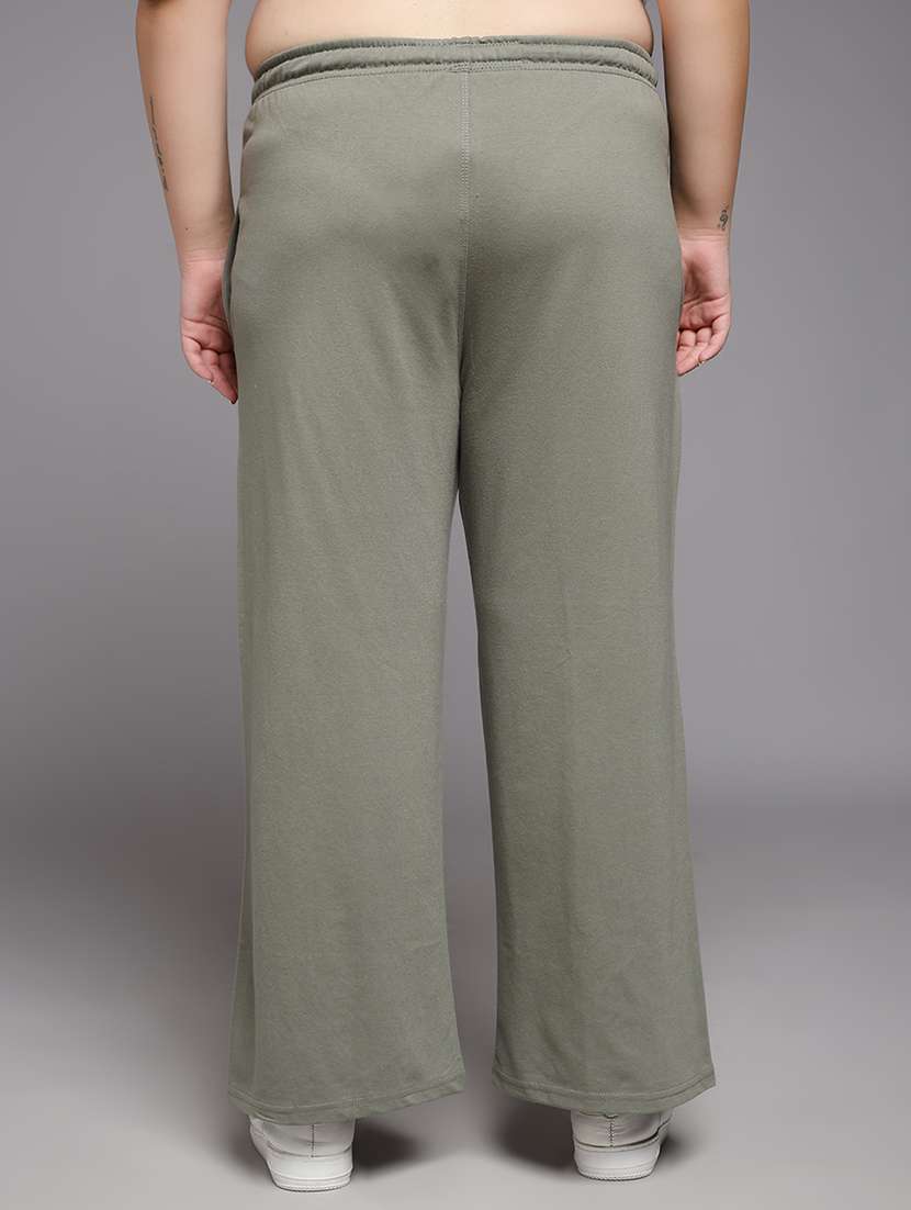 women plus size solid mid rise track pant - 22060100 -  Standard Image - 3