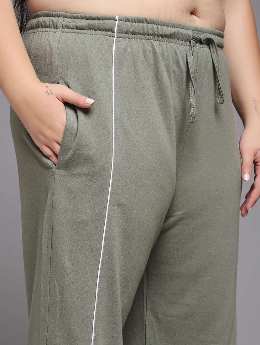 women plus size solid mid rise track pant - 22060100 -  Standard Image - 5