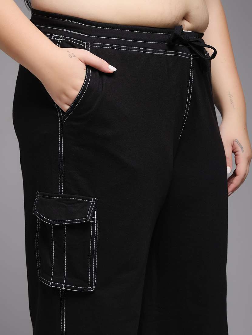 women plus size solid mid rise track pant - 22060101 -  Standard Image - 5