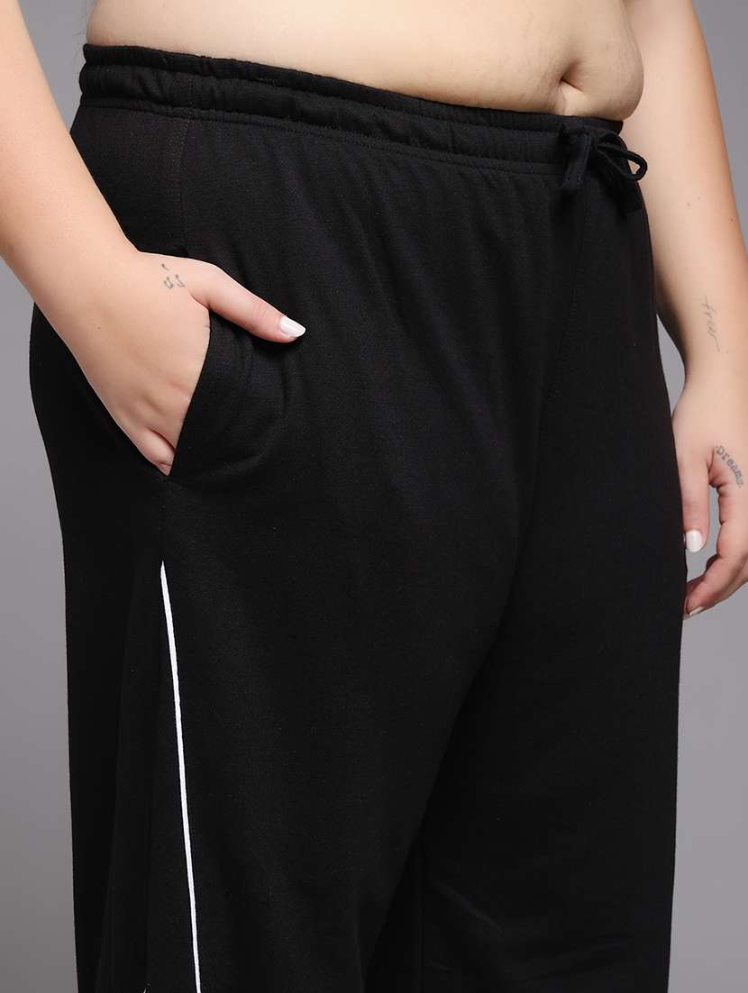 women plus size solid mid rise track pant - 22060107 -  Standard Image - 5
