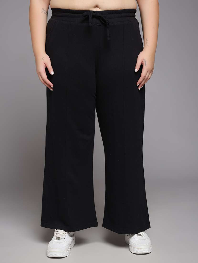 women plus size solid mid rise track pant
