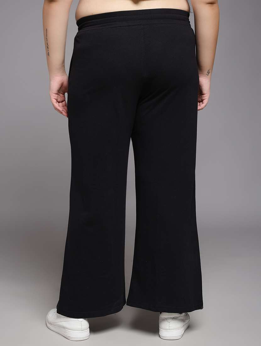 women plus size solid mid rise track pant - 22060109 -  Standard Image - 3