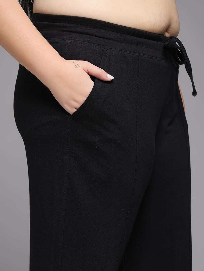 women plus size solid mid rise track pant - 22060109 -  Standard Image - 5