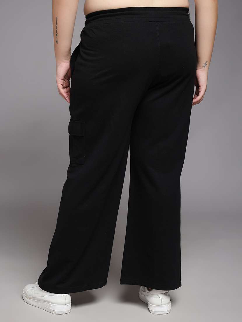 women plus size solid mid rise track pant - 22060110 -  Standard Image - 3