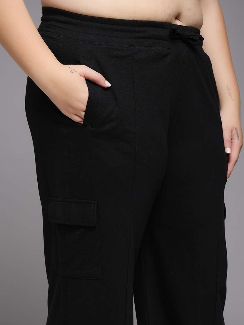 women plus size solid mid rise track pant - 22060110 -  Standard Image - 5