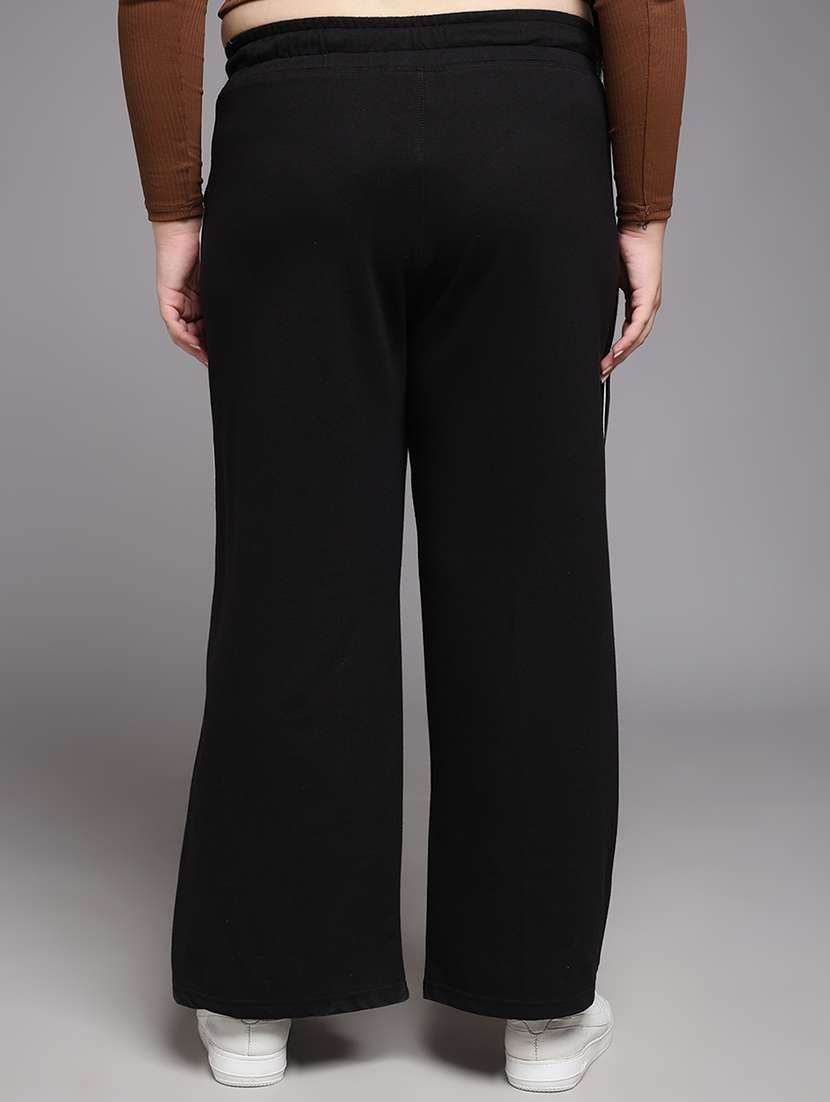 women plus size solid mid rise track pant - 22060112 -  Standard Image - 3