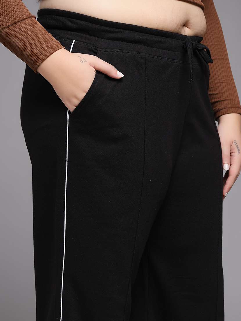 women plus size solid mid rise track pant - 22060112 -  Standard Image - 5