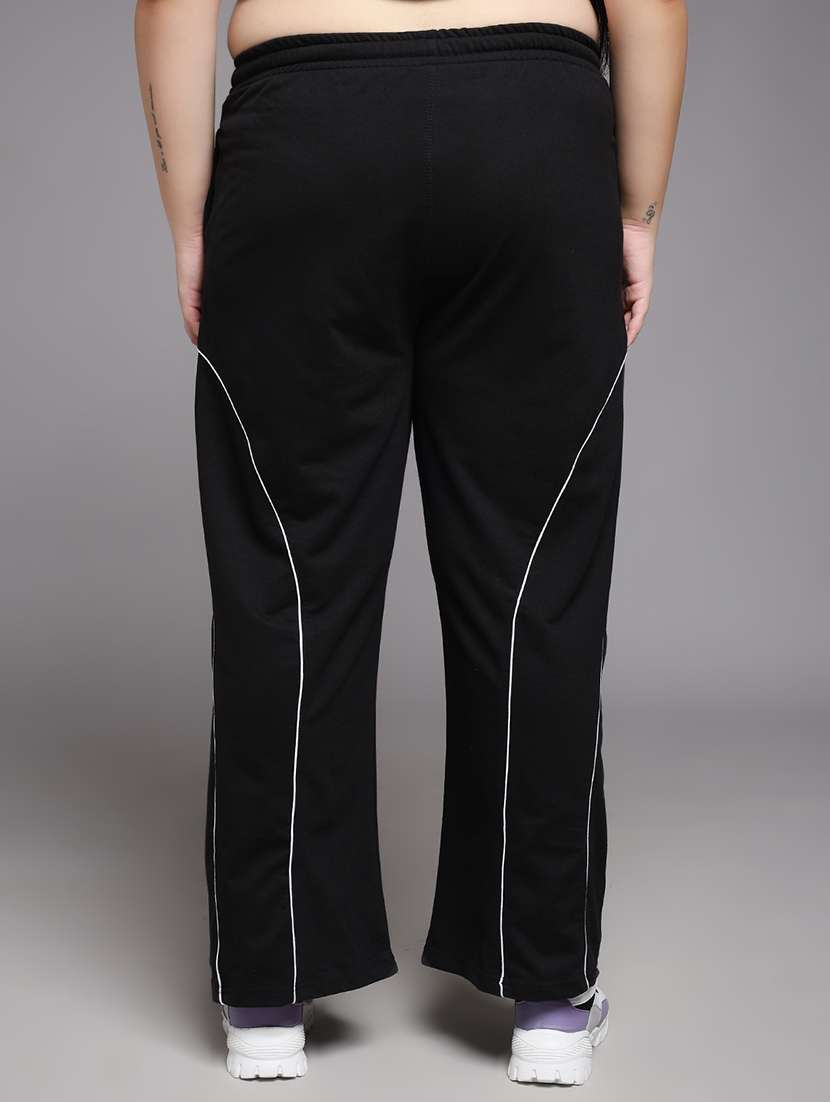women plus size solid mid rise track pant - 22060114 -  Standard Image - 3