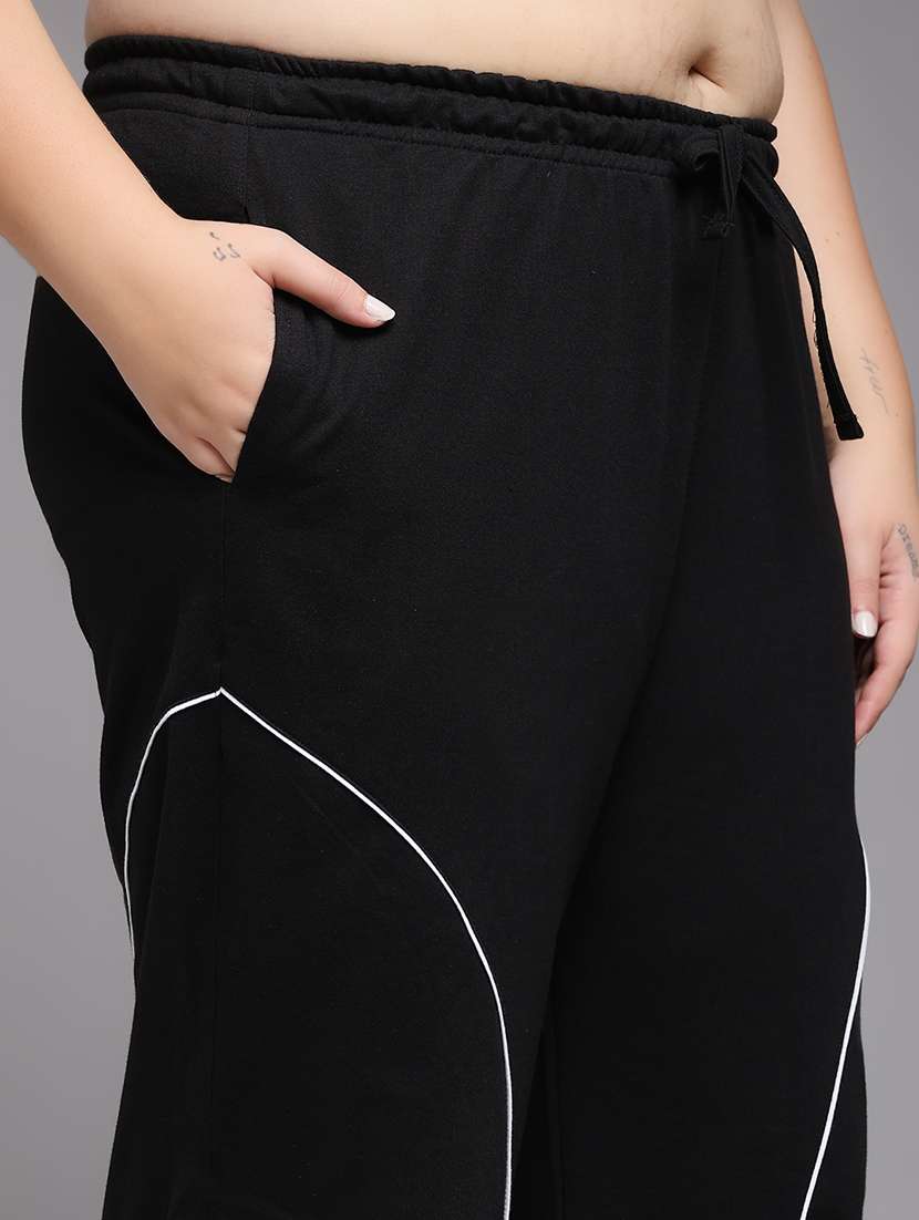 women plus size solid mid rise track pant - 22060114 -  Standard Image - 5