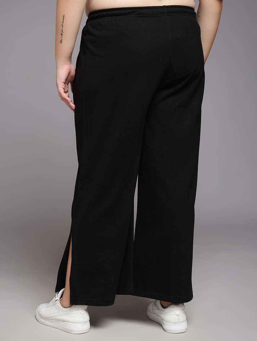 women plus size solid mid rise track pant - 22060116 -  Standard Image - 3