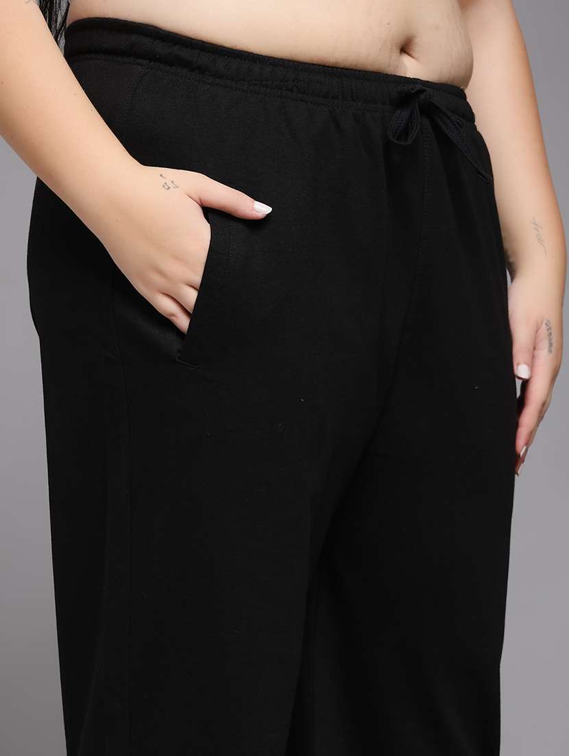 women plus size solid mid rise track pant - 22060116 -  Standard Image - 5