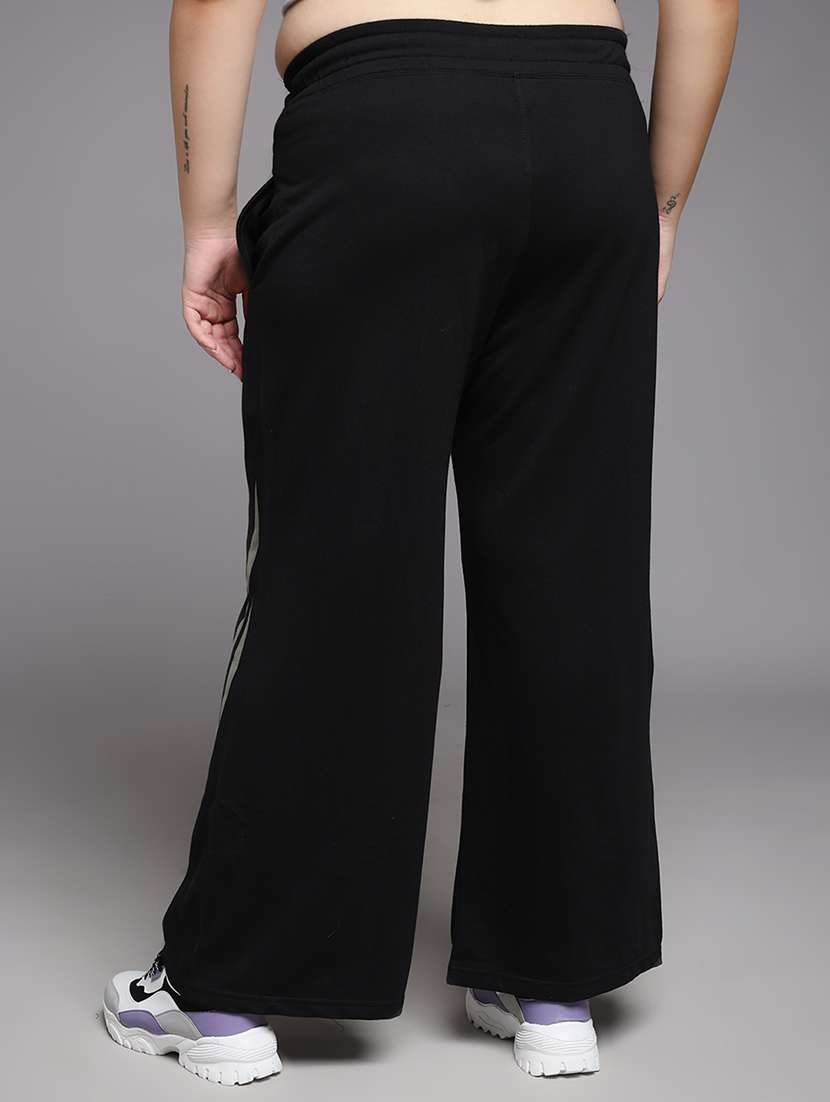 women plus size solid mid rise track pant - 22060118 -  Standard Image - 3