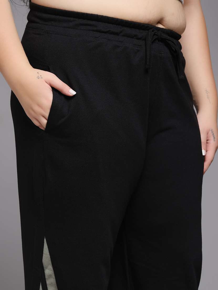 women plus size solid mid rise track pant - 22060118 -  Standard Image - 5
