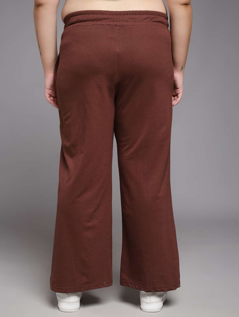 women plus size solid mid rise track pant - 22060122 -  Standard Image - 3