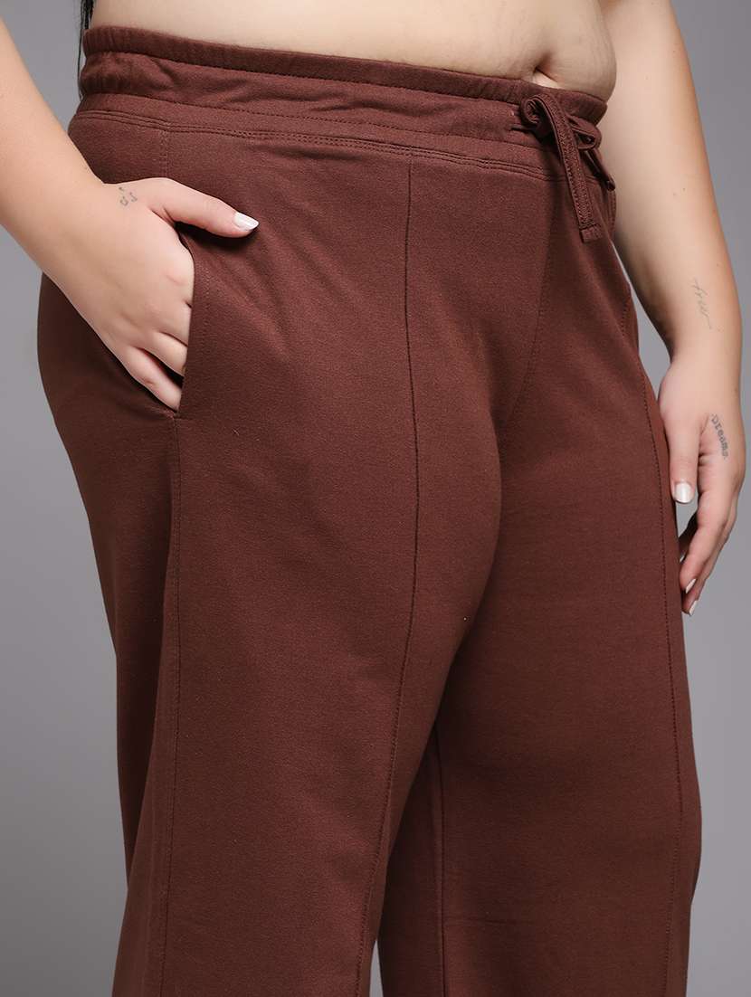 women plus size solid mid rise track pant - 22060122 -  Standard Image - 5