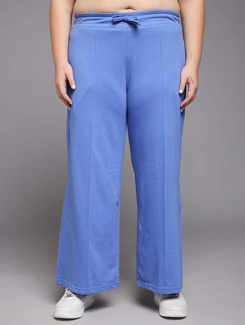 women plus size solid mid rise track pant - 22060123 -  Standard Image - 0