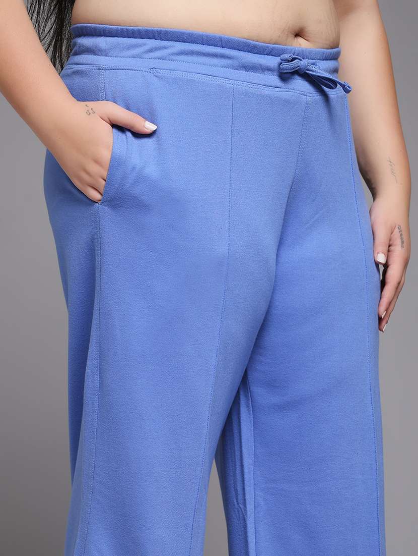 women plus size solid mid rise track pant - 22060123 -  Standard Image - 5