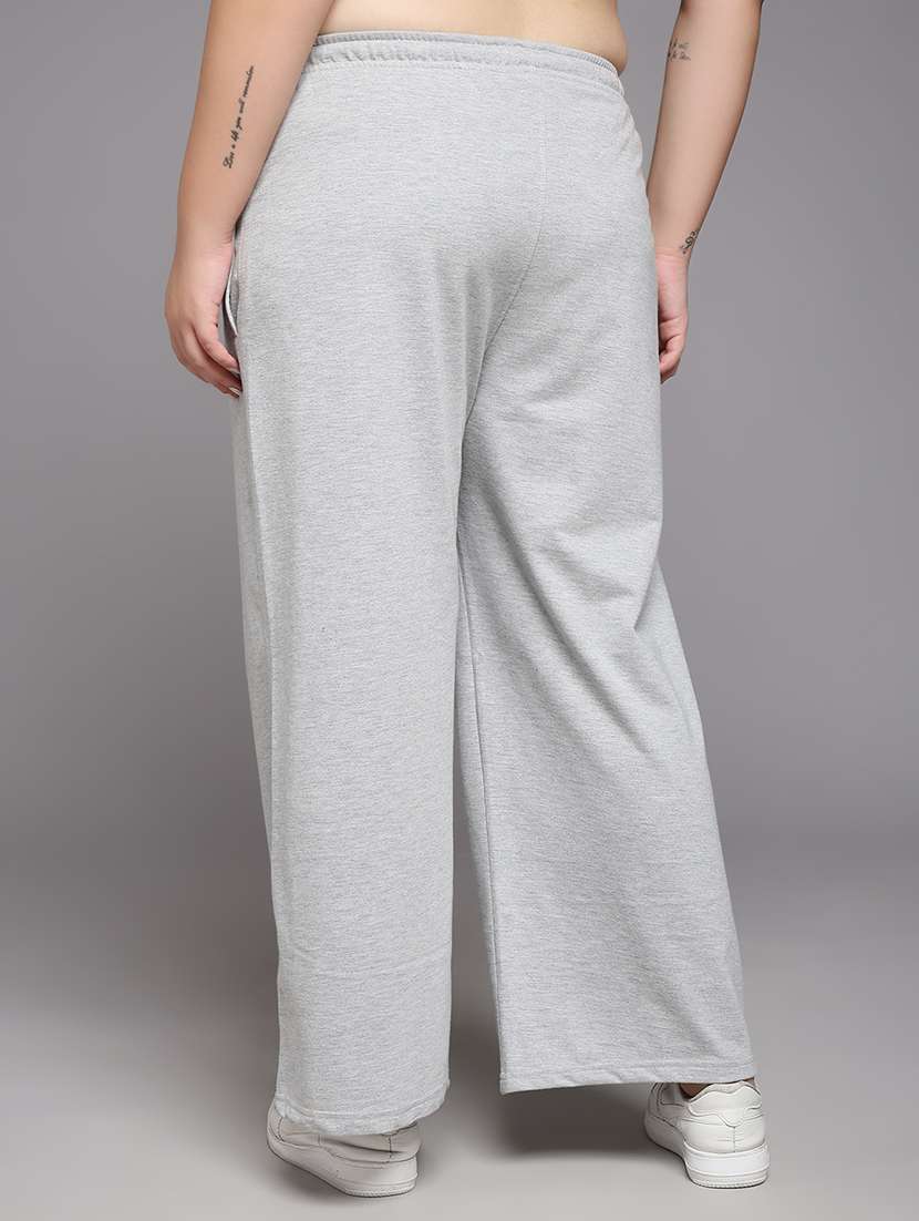 women plus size solid mid rise track pant - 22060124 -  Standard Image - 3