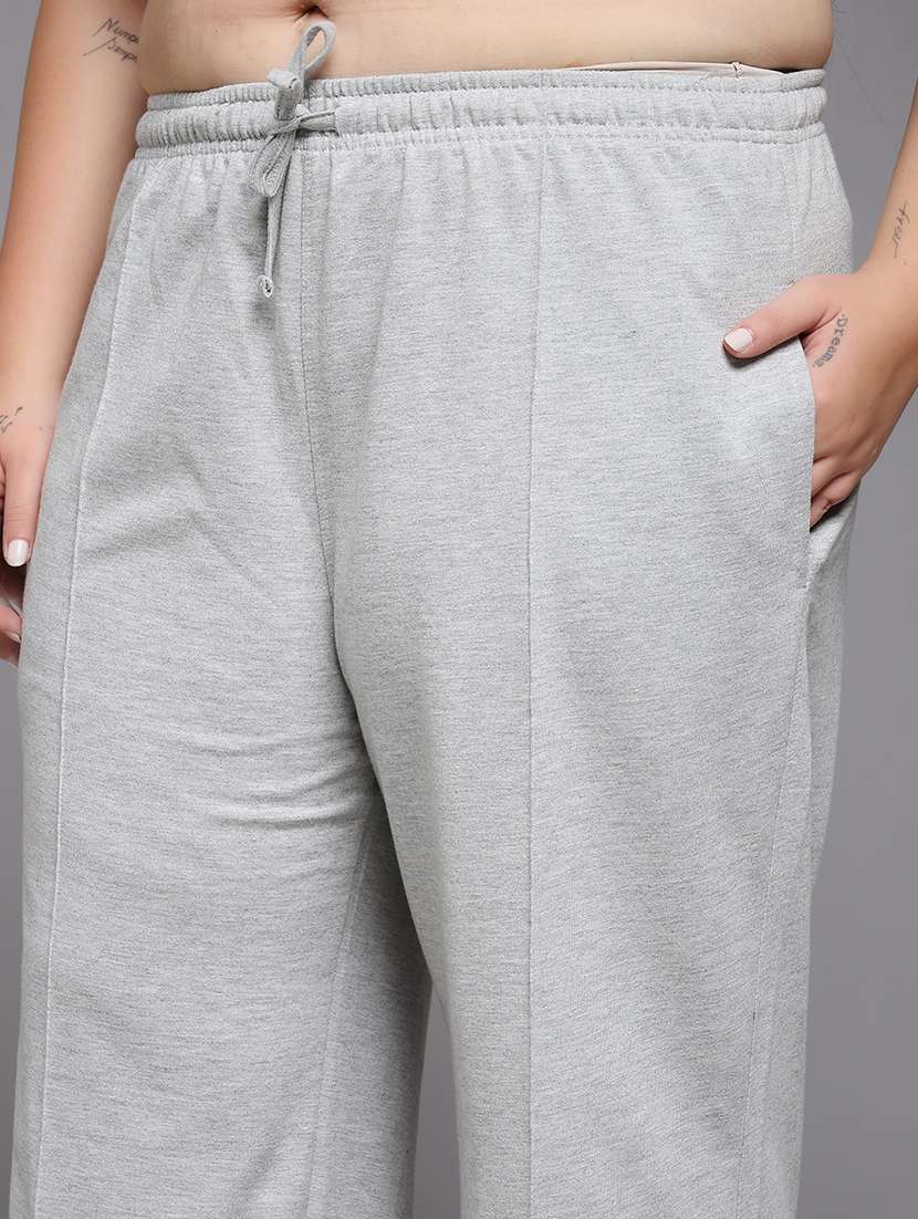 women plus size solid mid rise track pant - 22060124 -  Standard Image - 5