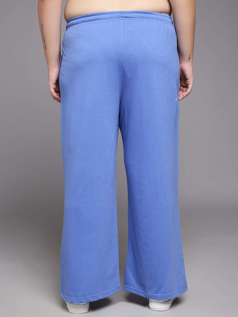 women plus size solid mid rise track pant - 22060134 -  Standard Image - 3