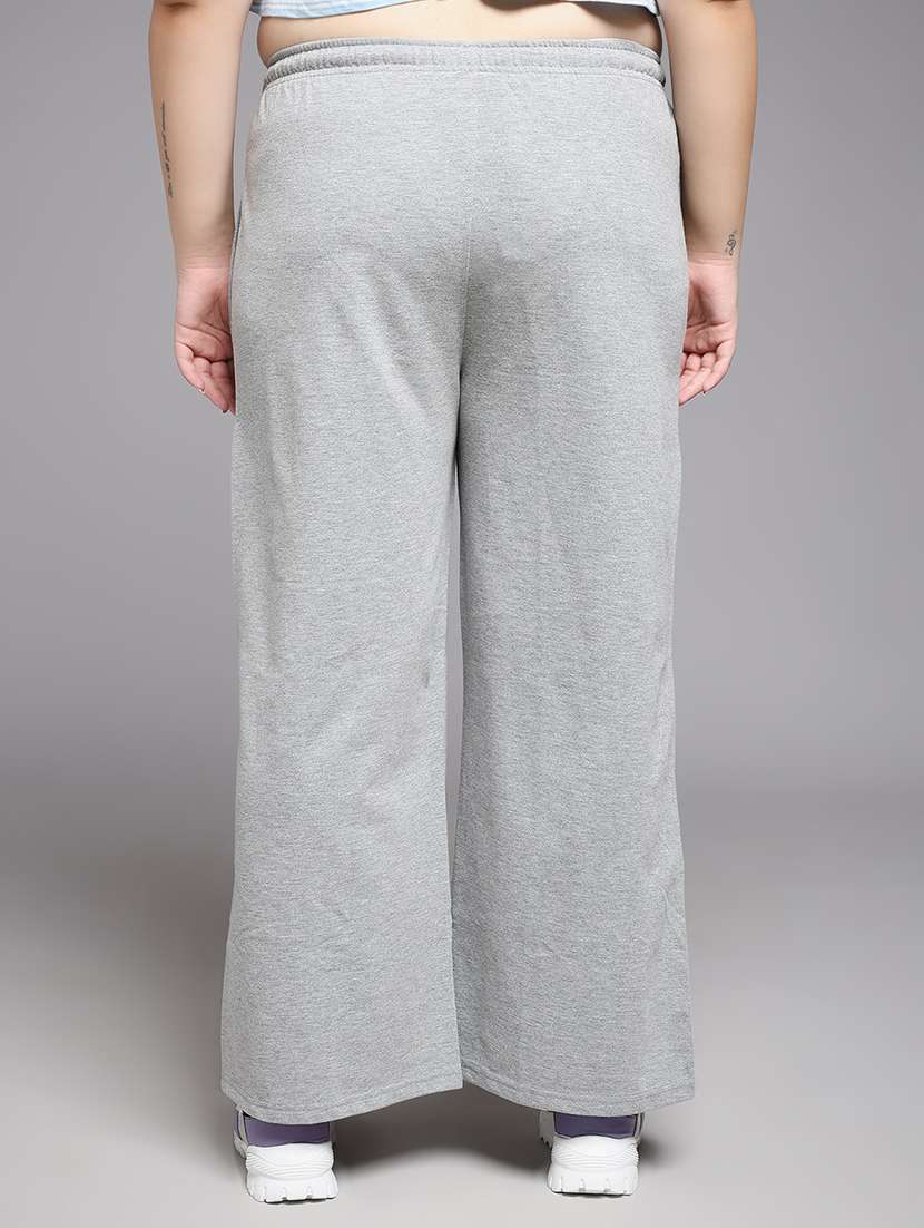 women plus size solid mid rise track pant - 22060135 -  Standard Image - 3