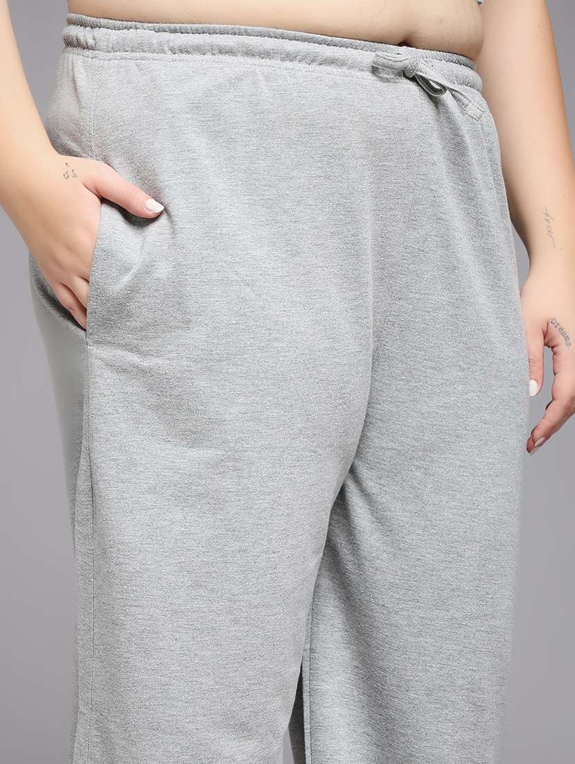 women plus size solid mid rise track pant - 22060135 -  Standard Image - 5