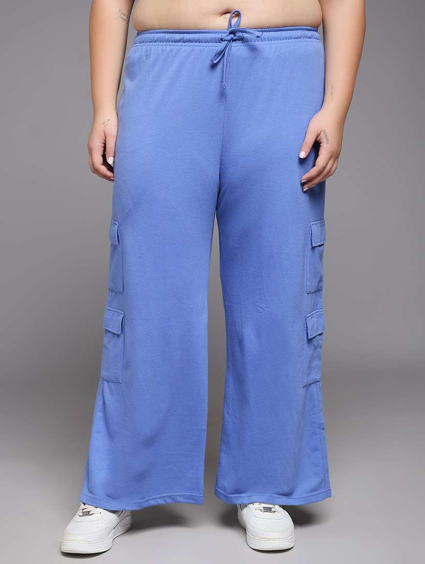 women plus size solid mid rise cargo