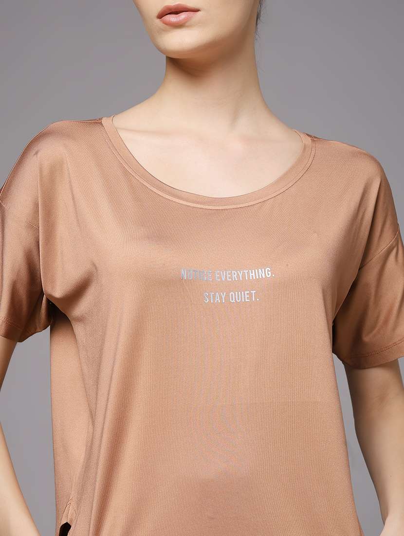 women printed round neck dri-fit sports t-shirt - 22060139 -  Standard Image - 5