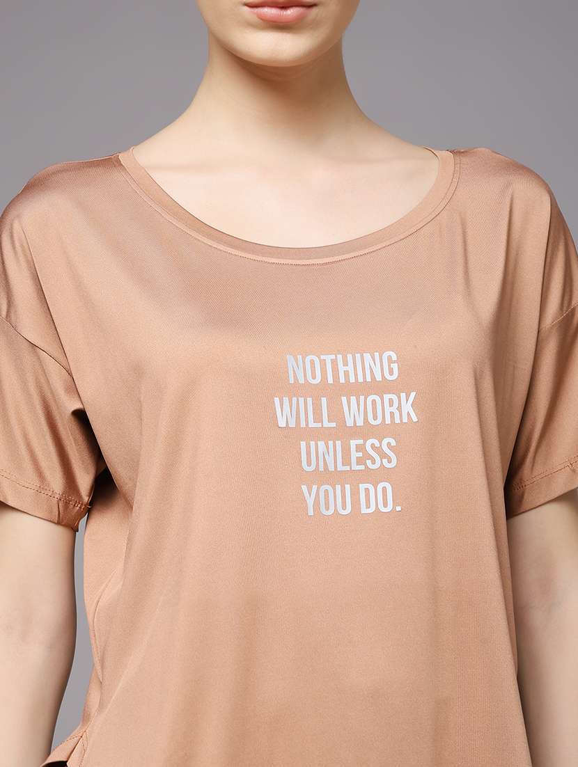 women printed round neck dri-fit sports t-shirt - 22060141 -  Standard Image - 5