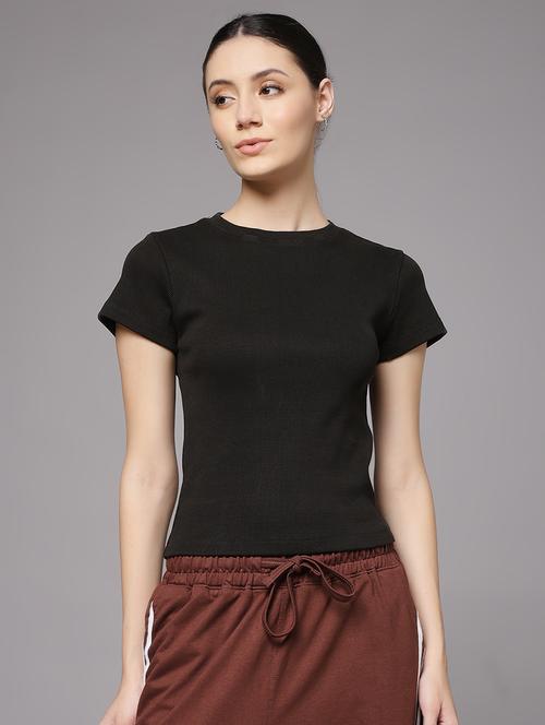women solid round neck slim fit t-shirt - 22060153 - Standard Image - 0