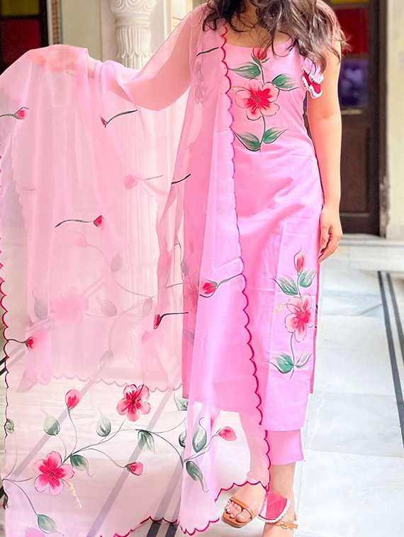 women floral printed sleeveless kurta pant with dupatta set - 22060179 - Standard Image - 3