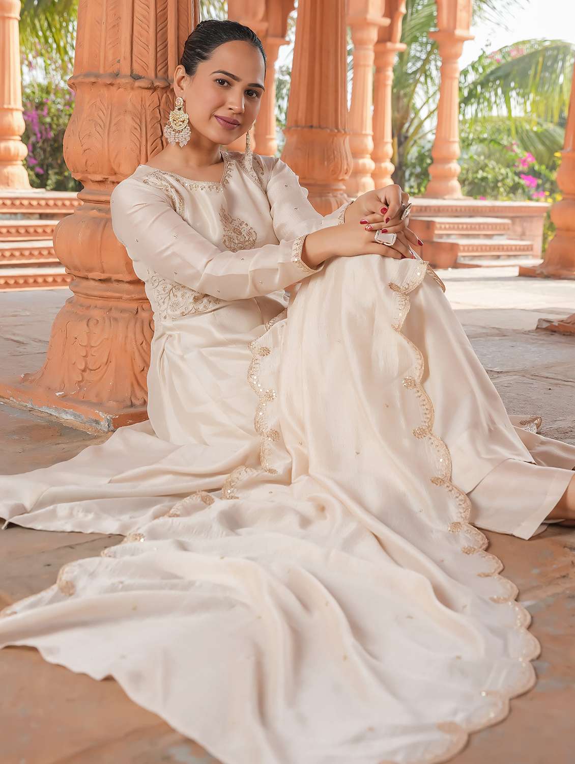 women embroidered long sleeve kurta pant with dupatta set - 22060203 - Standard Image - 3