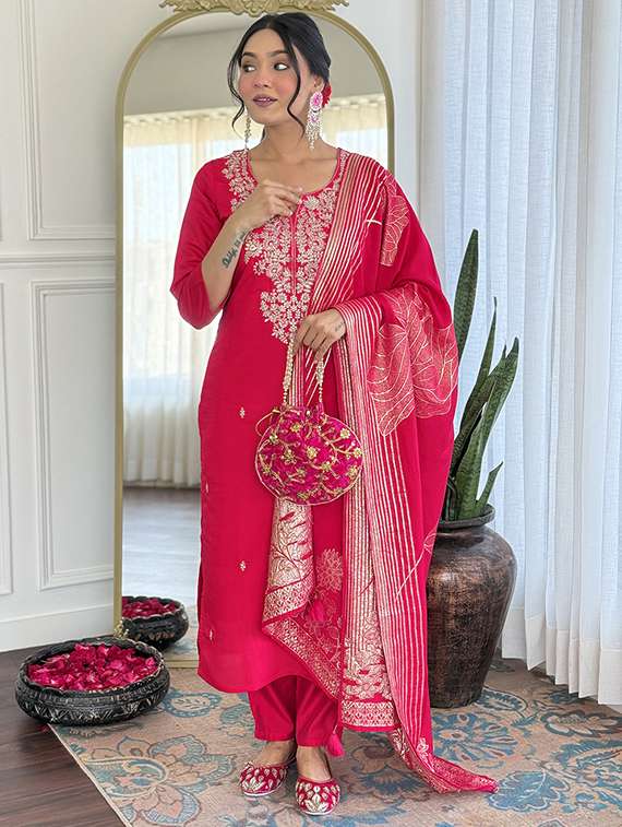 women three quarter sleeve kurta pant with dupatta set - 22060218 - Standard Image - 3