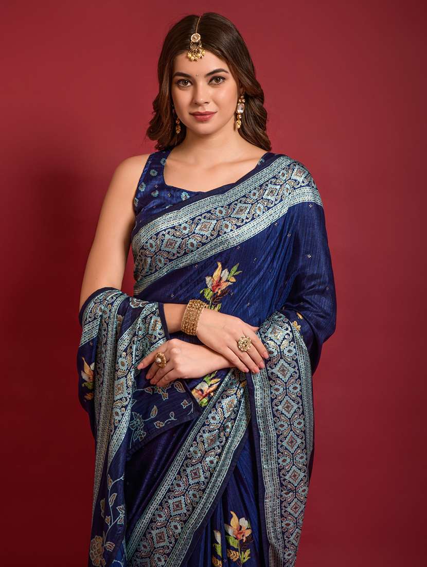 women floral printed saree with blouse - 22060237 -  Standard Image - 3
