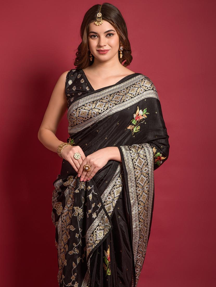 women floral printed saree with blouse - 22060239 - Standard Image - 3