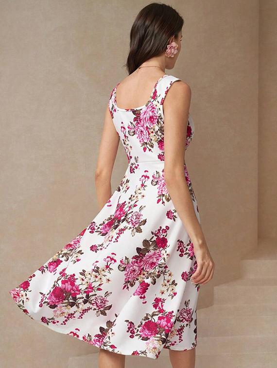 women floral print sleeveless fit & flare dress - 22060241 - Standard Image - 3