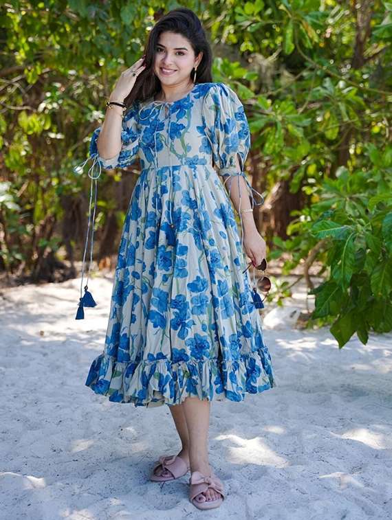 women floral print puff sleeve tiered dress 