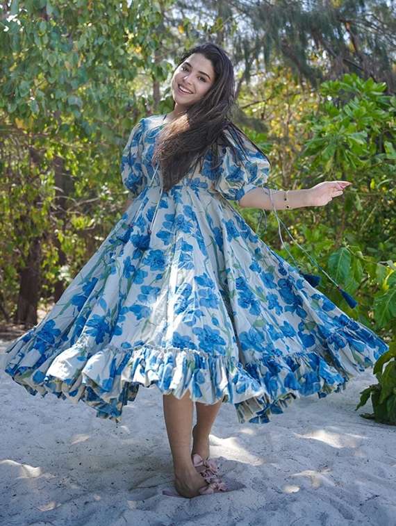 women floral print puff sleeve tiered dress - 22060242 - Standard Image - 3