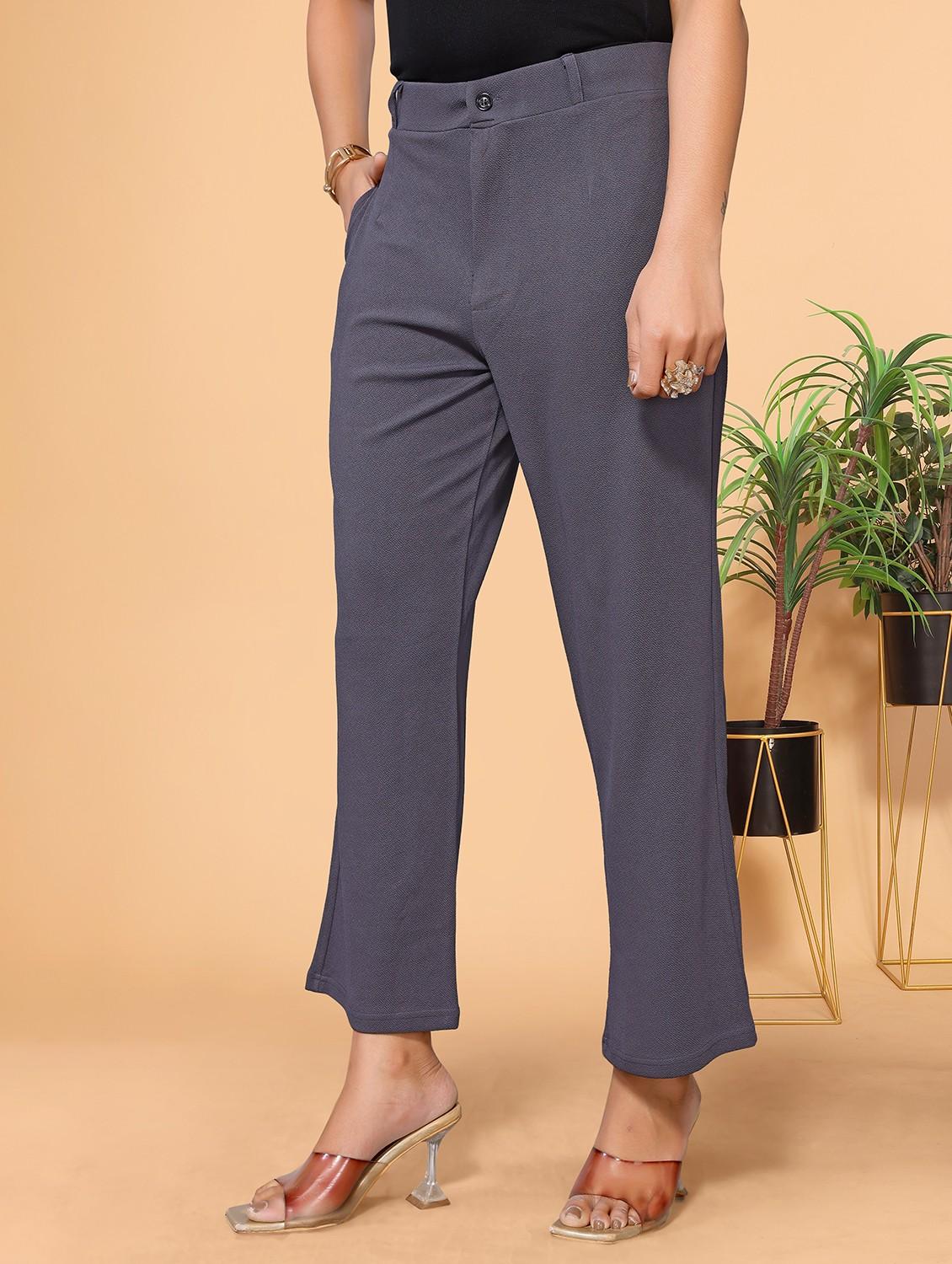 women solid mid rise straight trouser - 22060243 - Zoom Image - 0