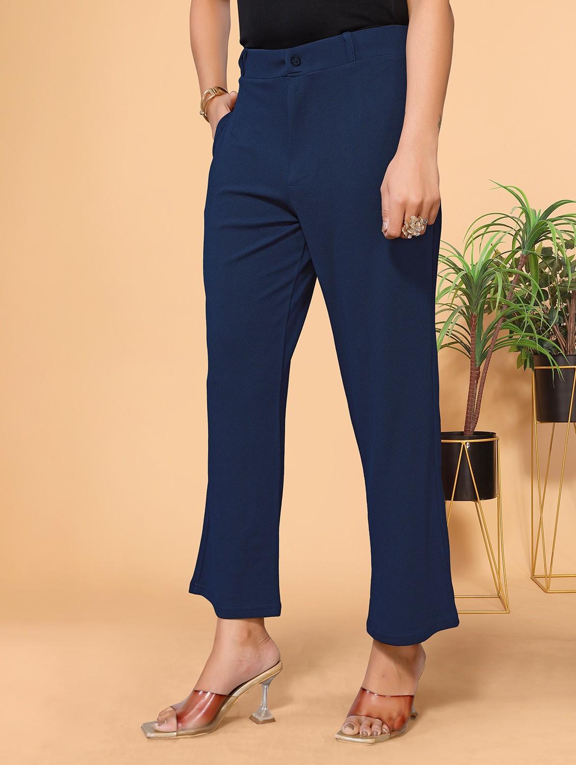 women solid mid rise straight trouser - 22060245 - Zoom Image - 0