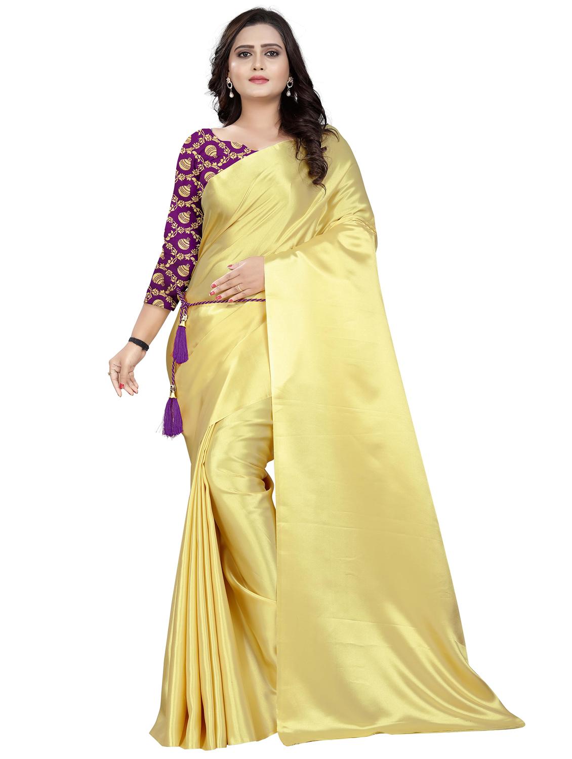 women solid plain saree with blouse