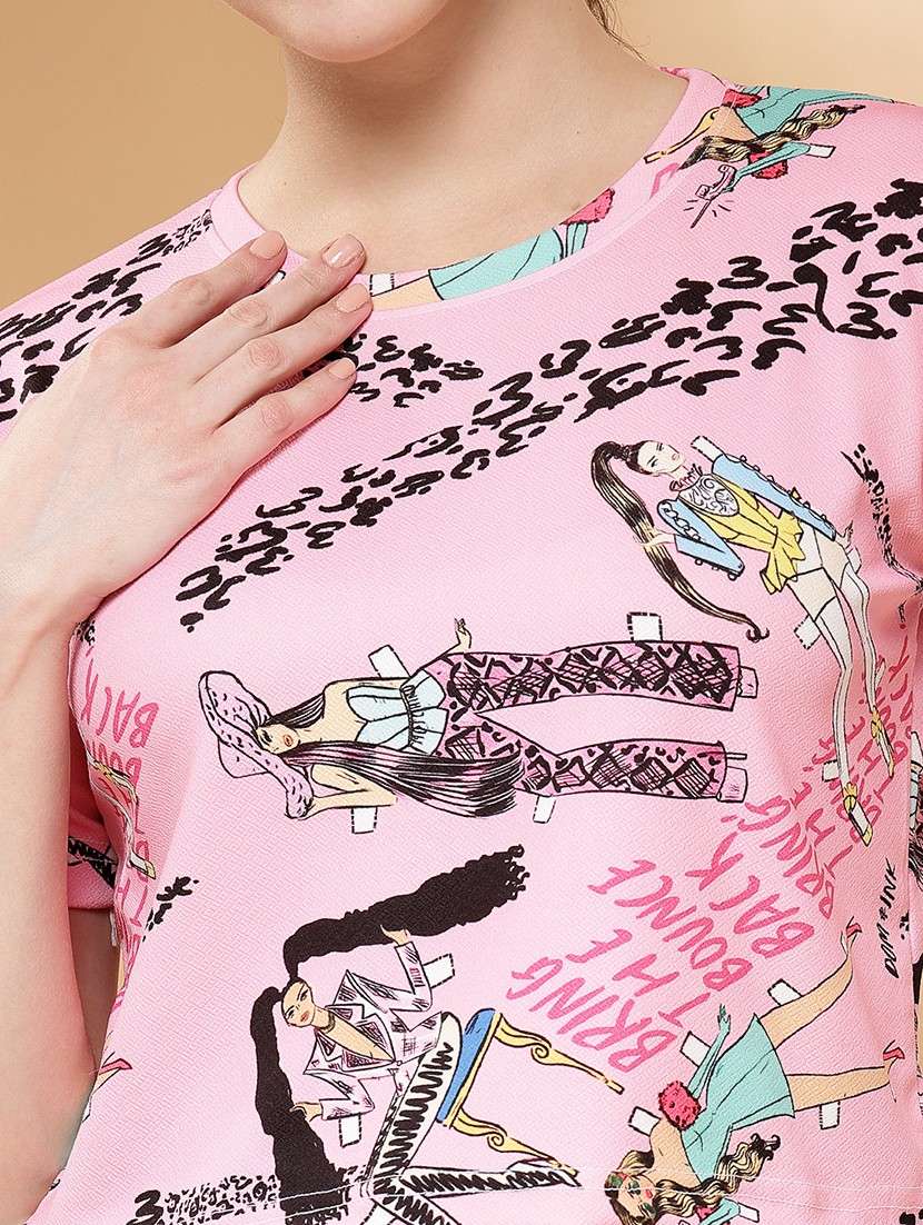 women printed short sleeve crop t-shirt - 22060548 -  Standard Image - 5