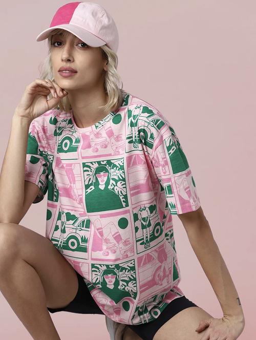 women printed short sleeve loose fit t-shirt - 22060556 - Standard Image - 0