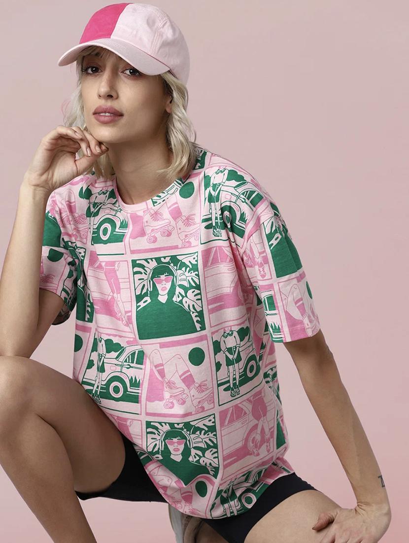 women printed short sleeve loose fit t-shirt - 22060556 - Zoom Image - 0