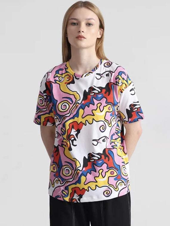 women printed short sleeve loose fit t-shirt - 22060559 - Zoom Image - 0